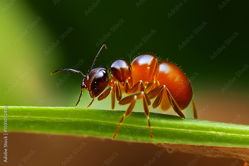 Ant on leaf very close macro view, Generated By Ai Ant on leaf very close macro view, Generated By Ai