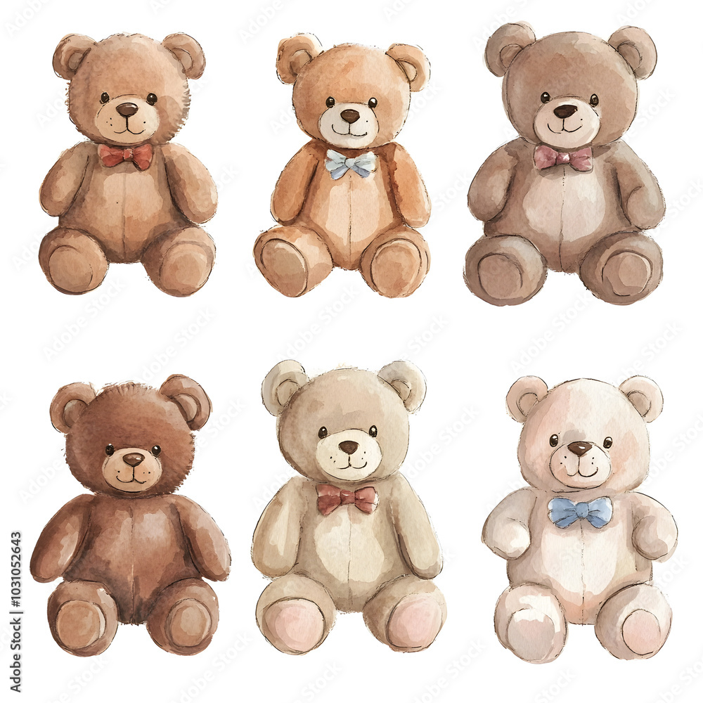 set of teddy bears with ribbon set of teddy bears with ribbon