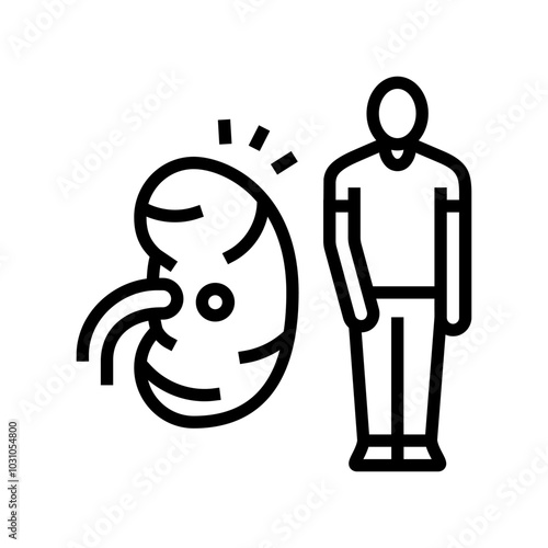 kidney man disease line icon vector. kidney man disease sign. isolated contour symbol black illustration