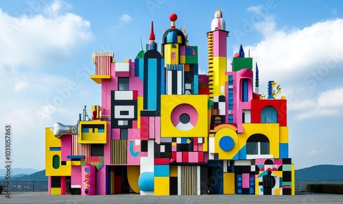 a building made up of other colorful items