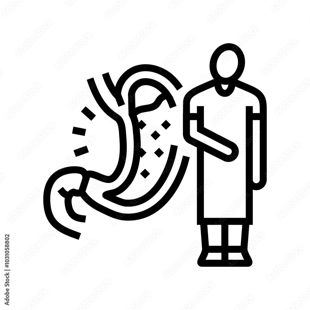 gastroesophageal reflux disease line icon vector. gastroesophageal ...