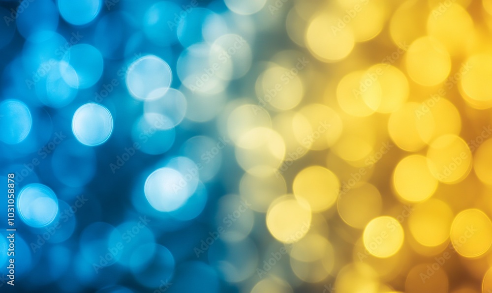 A blurry image of a blue and yellow background with many small circles A blurry image of a blue and yellow background with many small circles