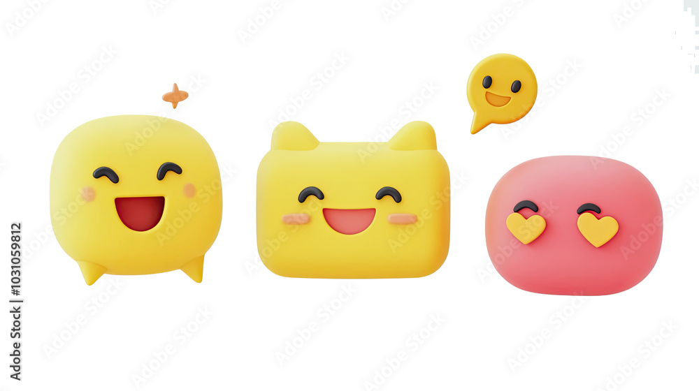 Collection of Cute Emoji-Shaped Figures on a White Background Generative AI Collection of Cute Emoji-Shaped Figures on a White Background Generative AI