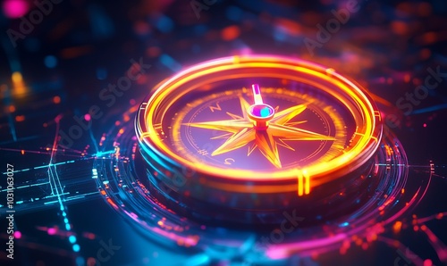 Wallpaper Mural A neon illustration of an orange compass. Torontodigital.ca