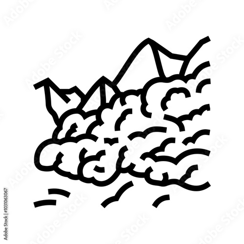 avalanche weather natural phenomena line icon vector. avalanche weather natural phenomena sign. isolated contour symbol black illustration