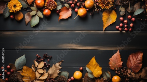 Black school board with space for text and autumn leaves photo