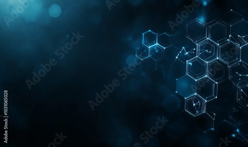 Abstract technology or medical background with hexagons shape pattern molecular structure