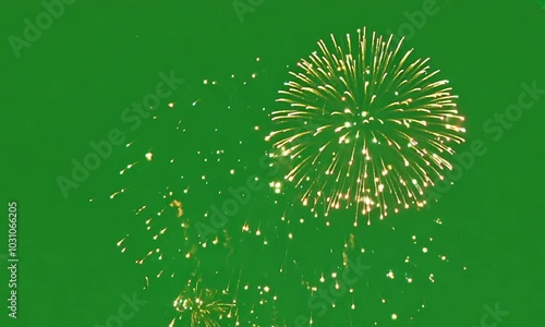 fireworks in the sky, on green background
