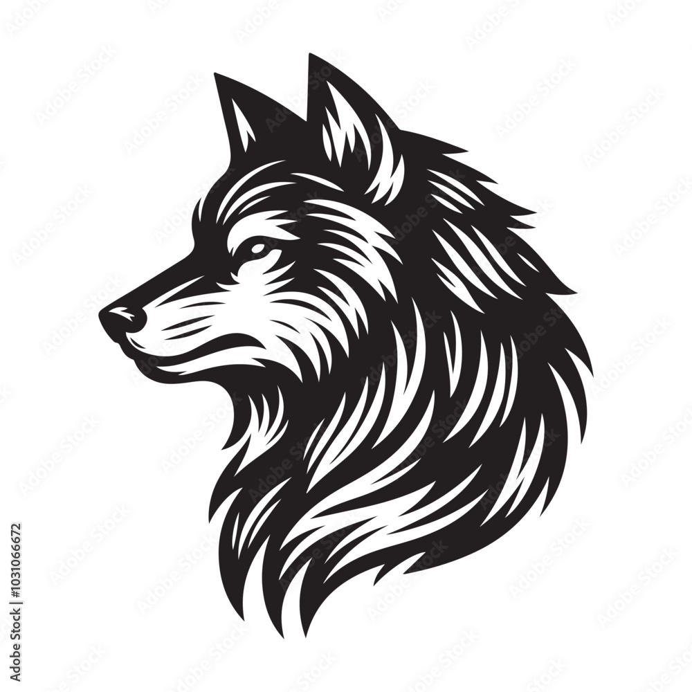 wolf head tattoo vector silhouette on white background wolf head tattoo vector silhouette on white background