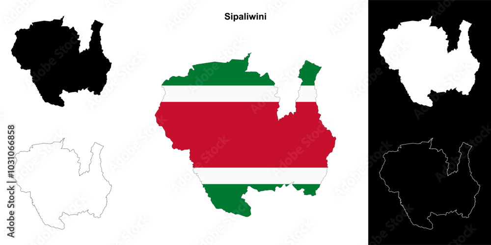 Fototapeta premium Sipaliwini district outline map set