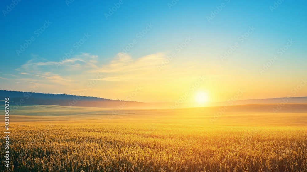 Golden Field at Sunset with Distant Forest Golden Field at Sunset with Distant Forest