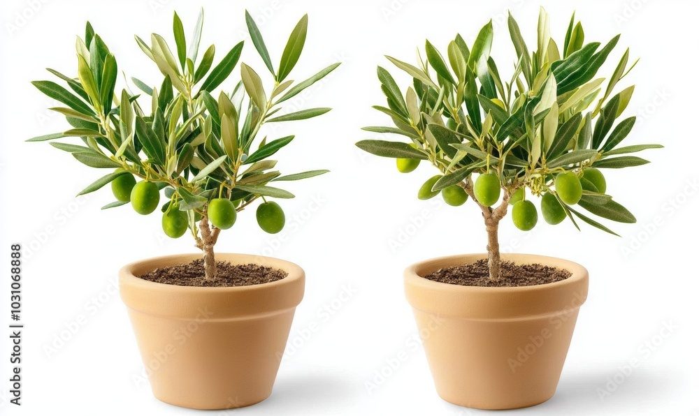 Fototapeta premium Shapes of olive trees on a transparent background
