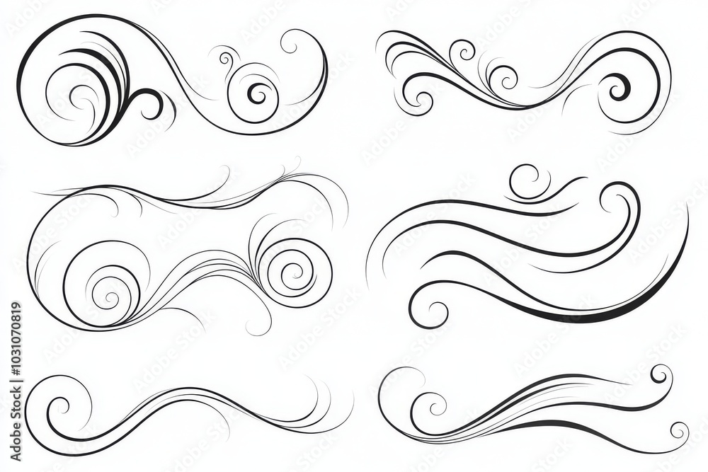 Scroll design with filigree swirls, calligraphy style Decorative Elements, Text Ornaments curly thin line swings swashes, Flourishes Swirls, text dividers, flourish swirl ornament strokes, scroll Scroll design with filigree swirls, calligraphy style Decorative Elements, Text Ornaments curly thin line swings swashes, Flourishes Swirls, text dividers, flourish swirl ornament strokes, scroll