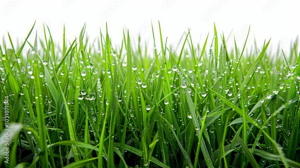 Obraz premium Expansive green field, isolated on white, with soft rolling hills. A serene and peaceful landscape
