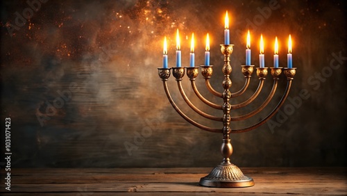 hanukkah menorah with candles photo