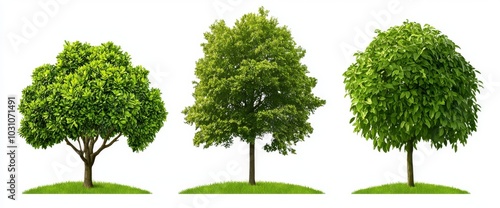 Xavieria excelsior trees on transparent background, landscape in green, 3D render illustration.