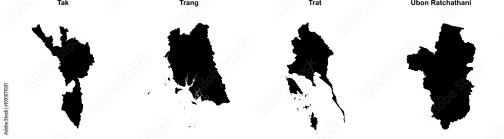 Tak, Trang, Trat, Ubon Ratchathani outline maps Tak, Trang, Trat, Ubon Ratchathani outline maps