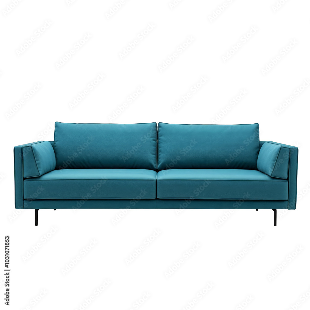 Modern large blue sofa on transparent background Modern large blue sofa on transparent background