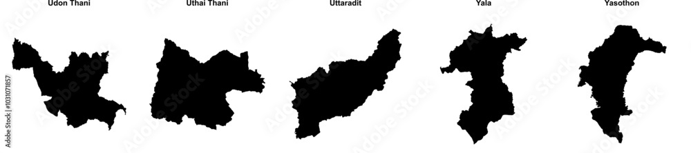 Udon Thani, Uthai Thani, Uttaradit, Yala, Yasothon outline maps Udon Thani, Uthai Thani, Uttaradit, Yala, Yasothon outline maps