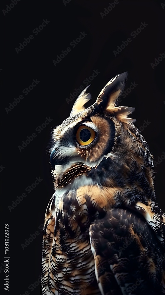 Nighttime portrait of a great horned owl ai generated photo Nighttime portrait of a great horned owl ai generated photo