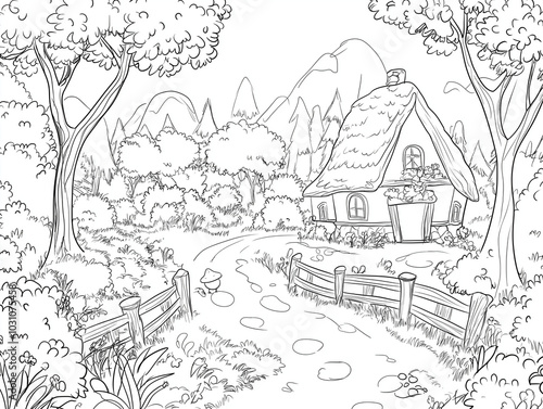 Outline Illustration: Blank Vector for Custom Coloring Pages