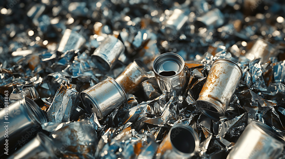 Recycling Aluminum Crushed Cans Industrial Metal Waste Detail Recycling Aluminum Crushed Cans Industrial Metal Waste Detail