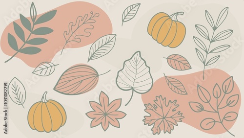 A seamless autumnal pattern featuring hand-drawn decorative elements.