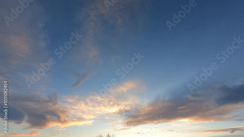 time-lapse sunset sky, cloudscape background. colorful clouds generate powerful energy and environment. wide-angle sky in the sunrise reflect on cloudscape. peaceful nature background