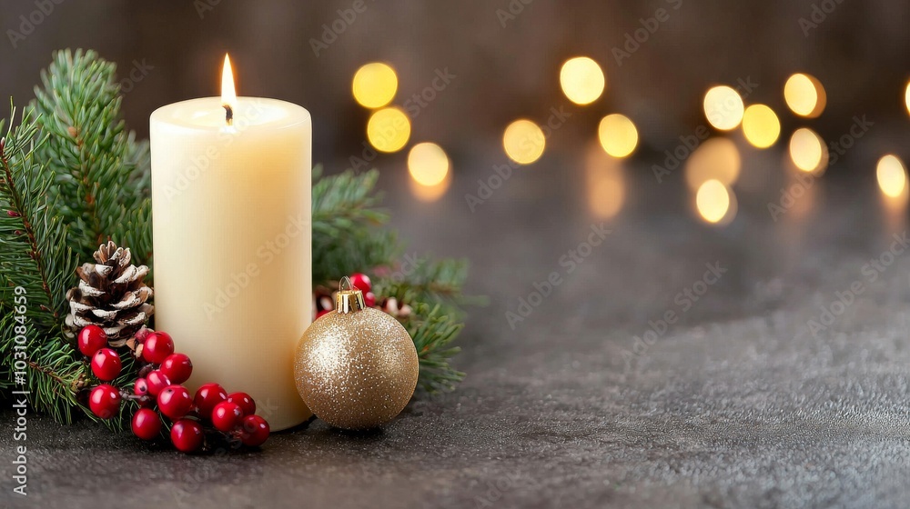 Old style Christmas border art design with candles and fir trees with cones. Merry Christmas Winter background, Old style Christmas background image. Old style Christmas border art design with candles and fir trees with cones. Merry Christmas Winter background, Old style Christmas background image.