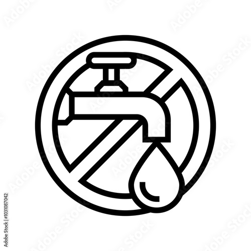 turn off tap reminder water saving line icon vector. turn off tap reminder water saving sign. isolated contour symbol black illustration