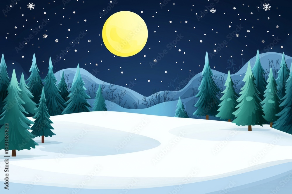 Naklejka premium Christmas trees with snow in the winter forest