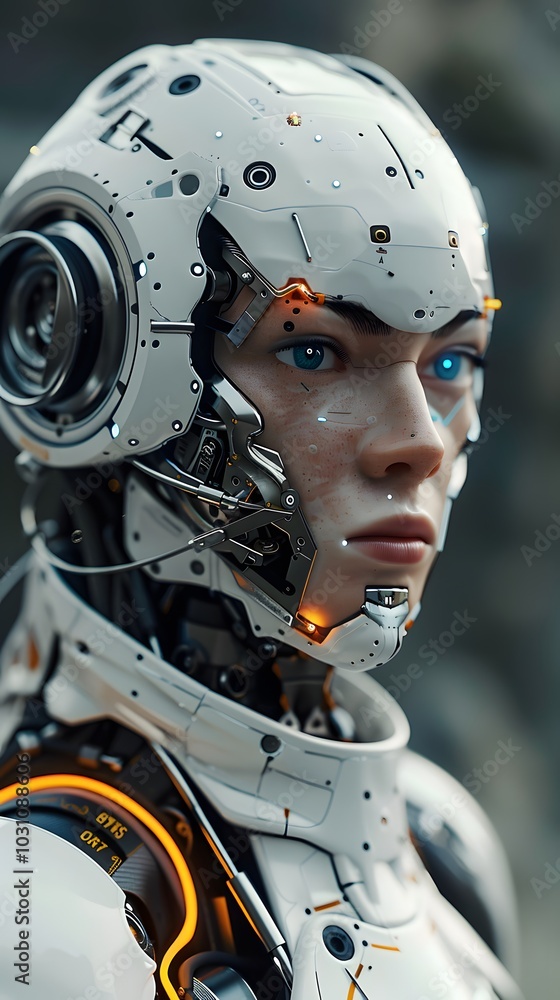 Fototapeta premium Holographic Visions of a Woman of the Digital Enlightenment generated by AI