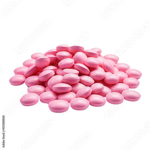 pink pills isolated on transparent background