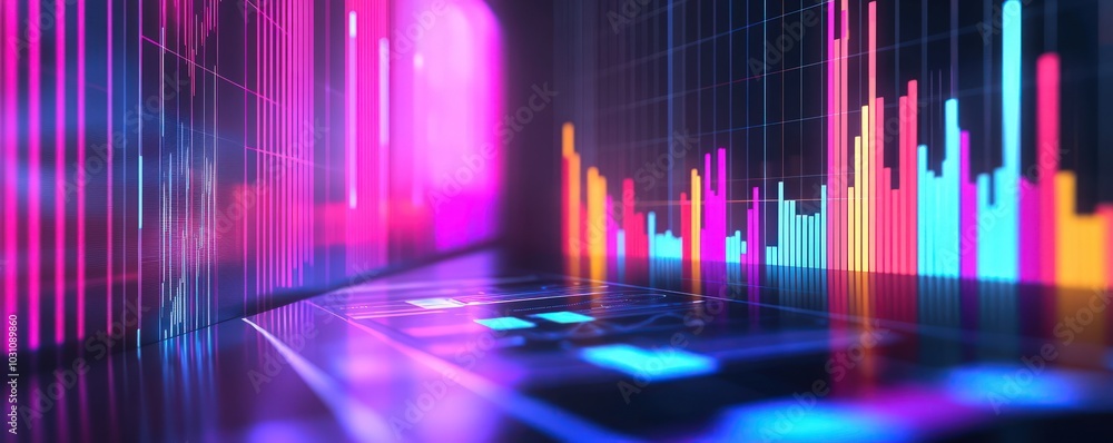 i. Neon and ultraviolet themed business analytics background: Vibrant display for SEO insights and data analysis. i. Neon and ultraviolet themed business analytics background: Vibrant display for SEO insights and data analysis.