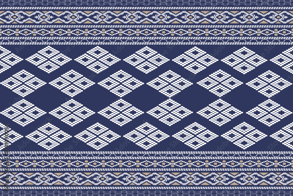 Design With Motif Ulos Ethnic Batak Cloth Design On Blue Classic Background,Wallpaper, pattern,Seamless Background Image Geometric ornament.Vector seamless pattern.blanket, rug.Woven carpet fabric Design With Motif Ulos Ethnic Batak Cloth Design On Blue Classic Background,Wallpaper, pattern,Seamless Background Image Geometric ornament.Vector seamless pattern.blanket, rug.Woven carpet fabric
