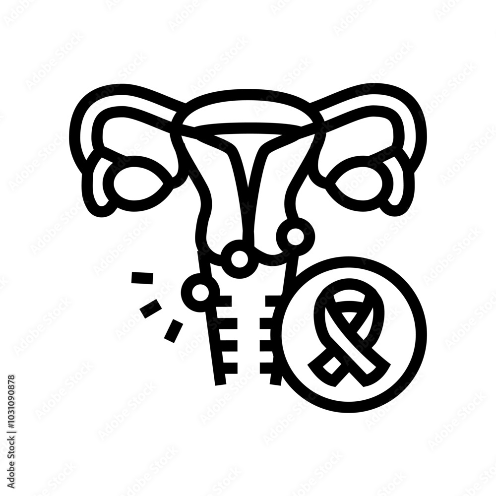 cervical cancer woman disease line icon vector. cervical cancer woman disease sign. isolated contour symbol black illustration