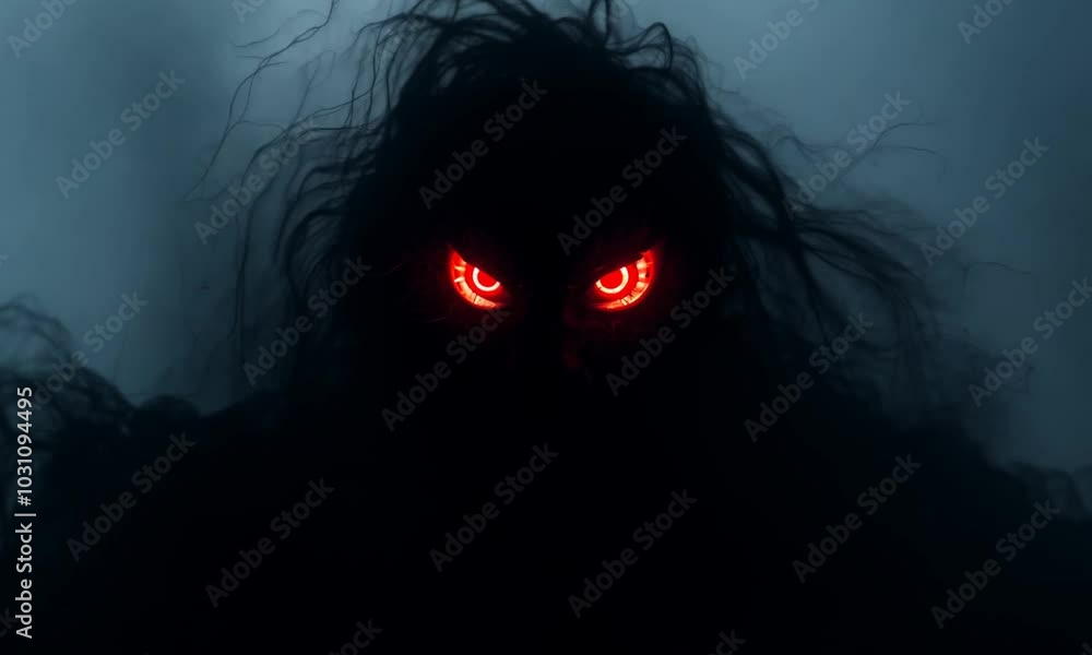 A dark shadow spirit lurks in the shadows its piercing red eyes glowing with an eerie light.
A dark shadow spirit lurks in the shadows its piercing red eyes glowing with an eerie light.