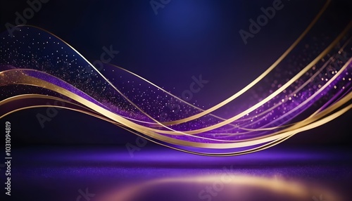 abstract Elegant blue-white-purple background with golden lines decoration