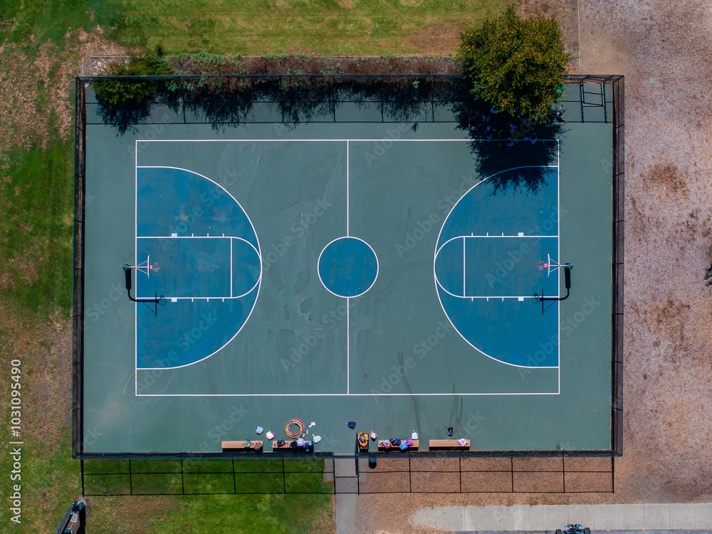 Aerial View of Basketball Court Near Mountain View, San Francisco