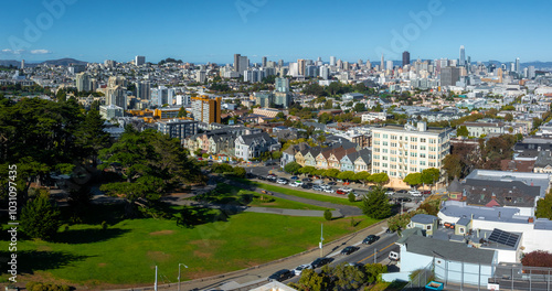 Foto Aerial View of San Francisco with Painted Ladies and Skyline