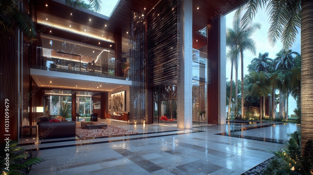 Elegant Modern Interior of Luxury Home with Garden View Elegant Modern Interior of Luxury Home with Garden View