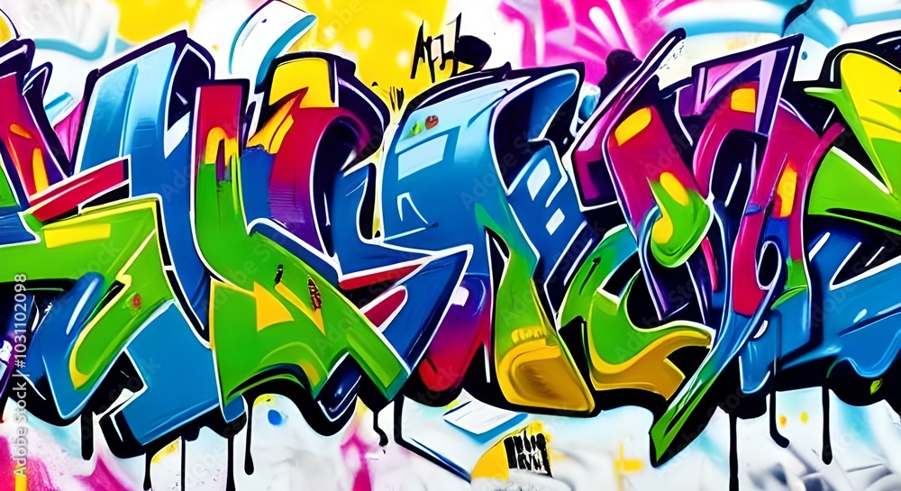 Fototapeta premium Vibrant Abstract Graffiti Art with Bold Shapes and Bright Colors | 305