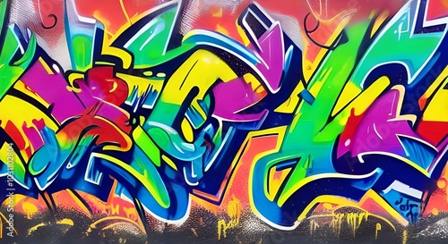 Vibrant Abstract Graffiti Art with Bold Shapes and Bright Colors | 347