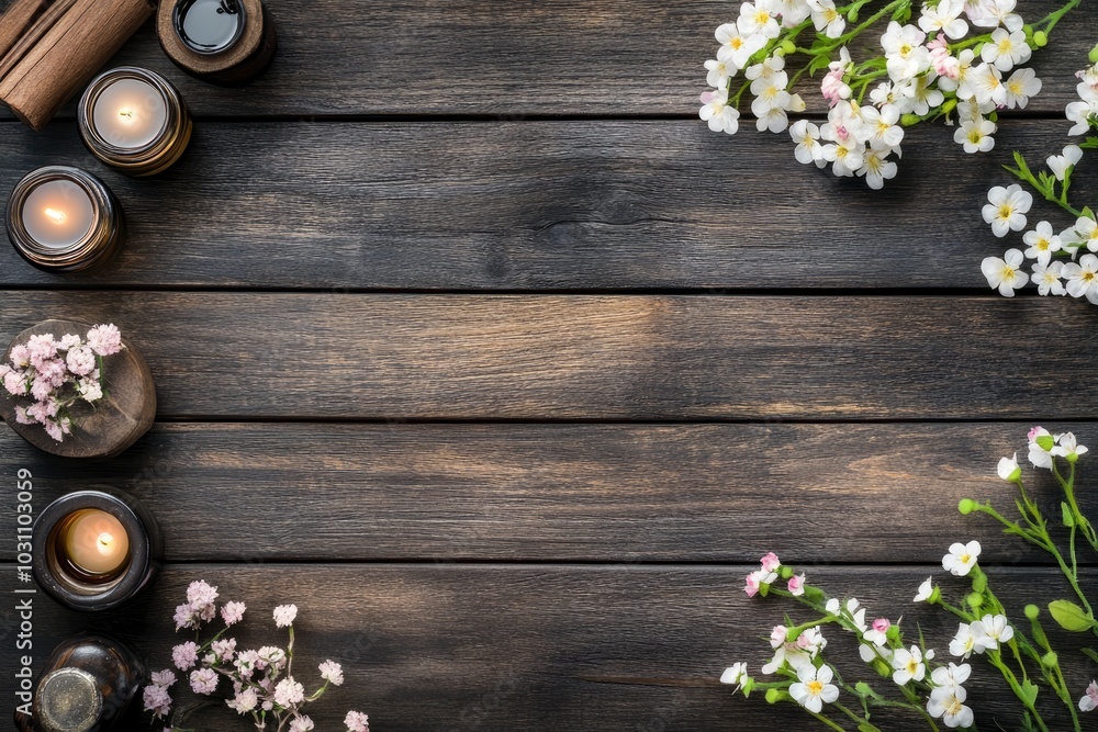 modern decoration on wooden background with copy space for montage your text - generative ai modern decoration on wooden background with copy space for montage your text - generative ai