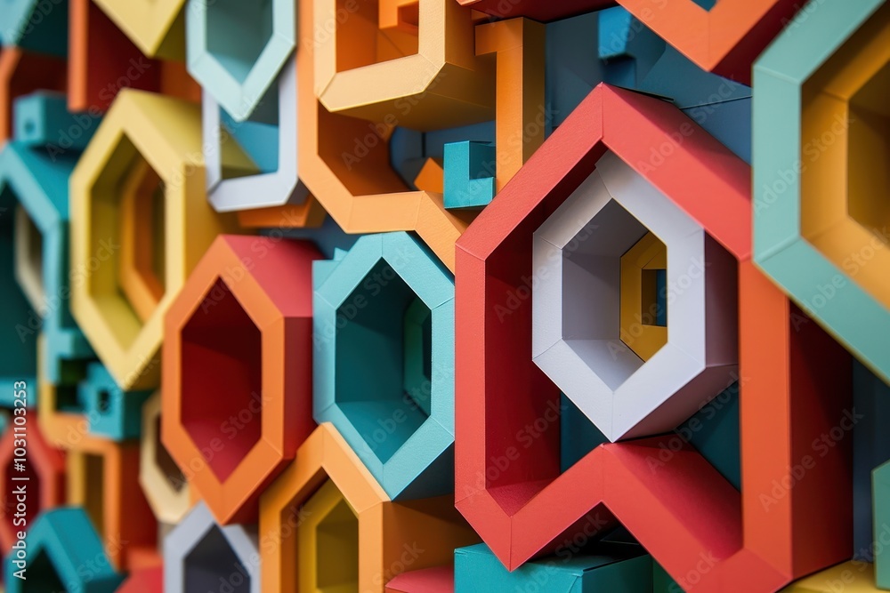 Intricate geometric wall design showcasing a fusion of modern architecture with textured three-dimensional patterns in a contemporary interior setting