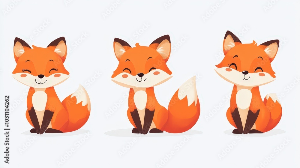 Cute Red Fox Clipart Set of 4 Simple Color on White Background - Playful and Charming Animal Illustrations for Design Projects Cute Red Fox Clipart Set of 4 Simple Color on White Background - Playful and Charming Animal Illustrations for Design Projects