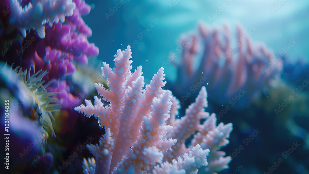 Close-up of vibrant pink coral under the ocean Close-up of vibrant pink coral under the ocean
