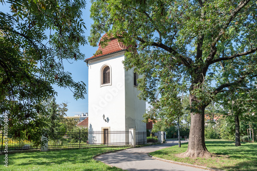 The branch Church of St. Pancras in Pankrac is originally a Gothic, early Baroque rebuilt building with a free-standing bell tower. It is one of the oldest cultural monuments of Prague 4. photo