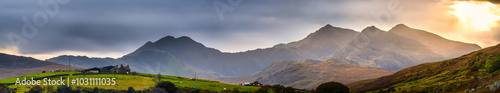 Moel Siabod and Y Lliwedd peaks in Pen-y-Pass valley of North Wales. Snowdonia. UK photo