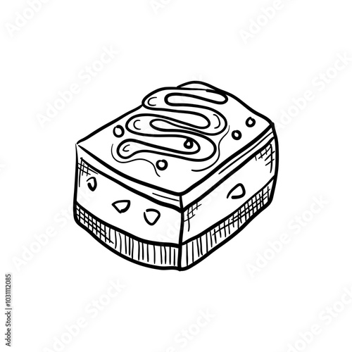 Brownie Hand-Drawn Food Vector Icon